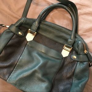 Perlina Black and Teal Handbag